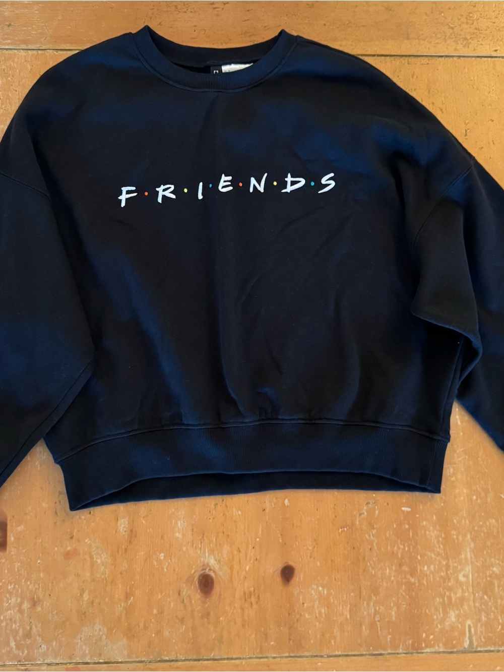 H&M Black Crewneck Sweatshirt with Multicolor “FRIENDS” show Dot Logo